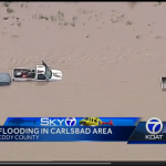 A picture of vehicles flooded in Eddy County New Mexico.