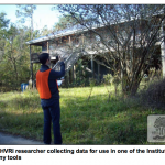 An HVRI researcher collects data in the field to use in modeling applications.